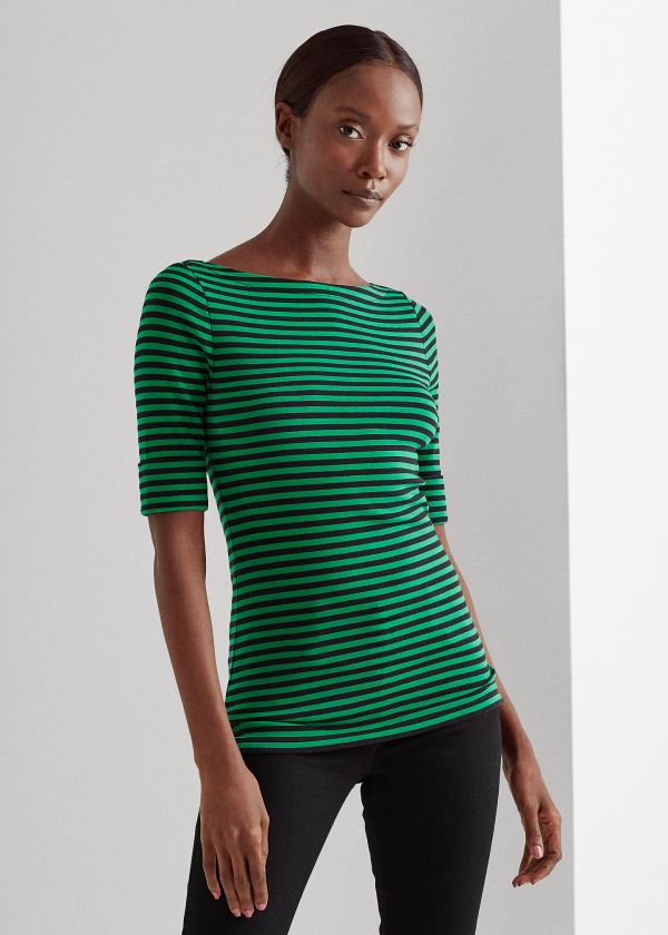 Women's Ralph Lauren Striped Cotton-Blend Tops | 268573QTA